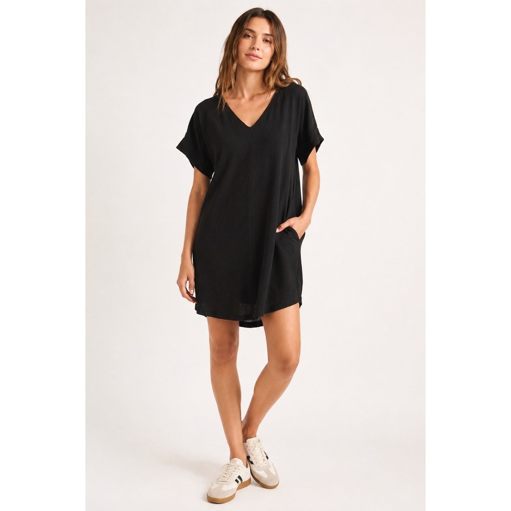 Madewell Women's Black V-Neck Short Sleeve Mini Dress Size S‎